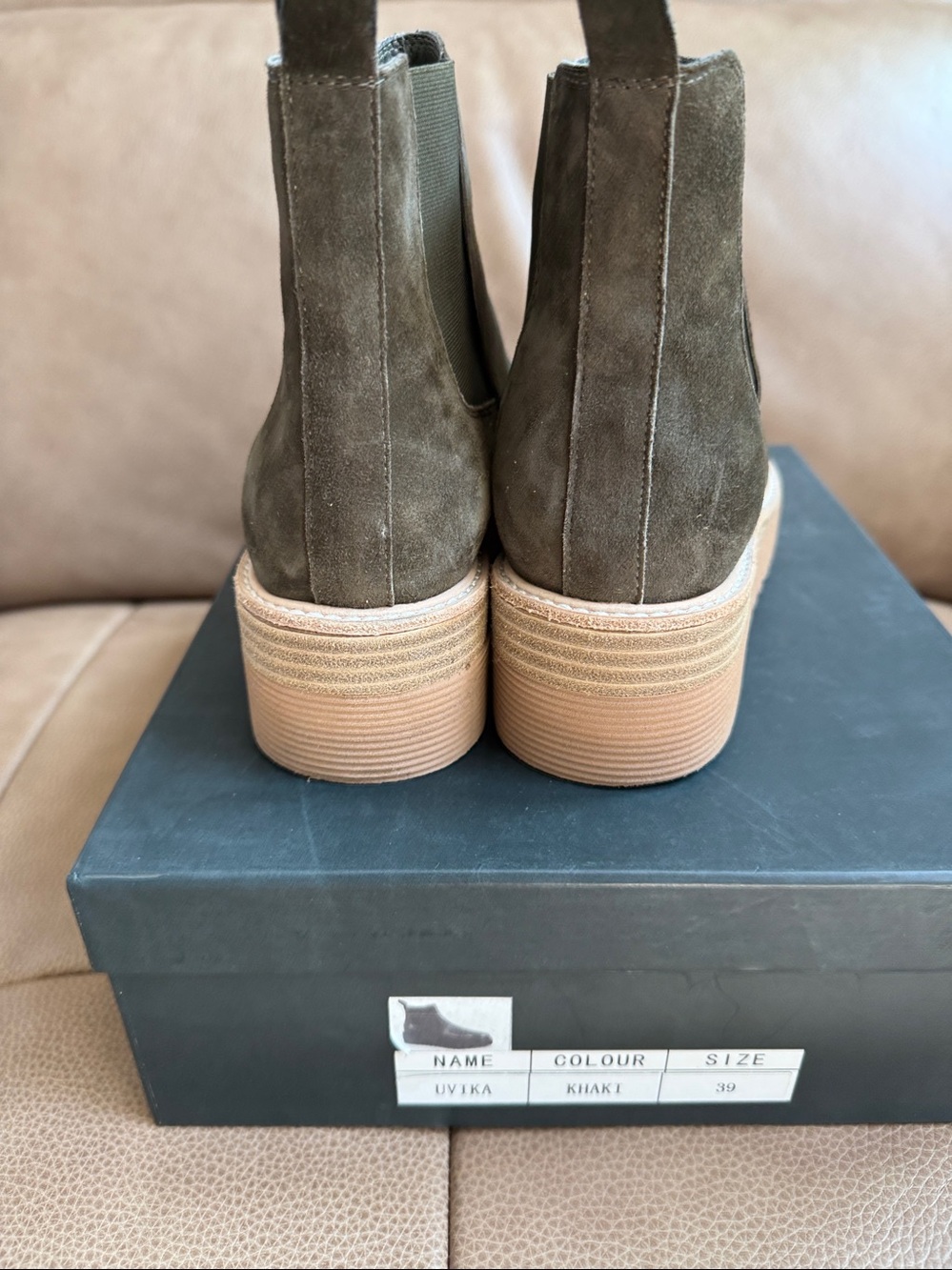 Silent D Chelsea Platform Ankle Boot - Olive Green - Picture 4 of 6